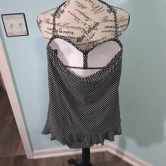 Ana a new approach swimsuit one piece 6 black white polka dot - Picture 2 of 6